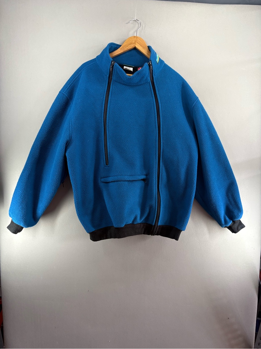 90s Cabela's High-Neck Fleece Jacket Asymmetrical  Blue Size 2XL Retro